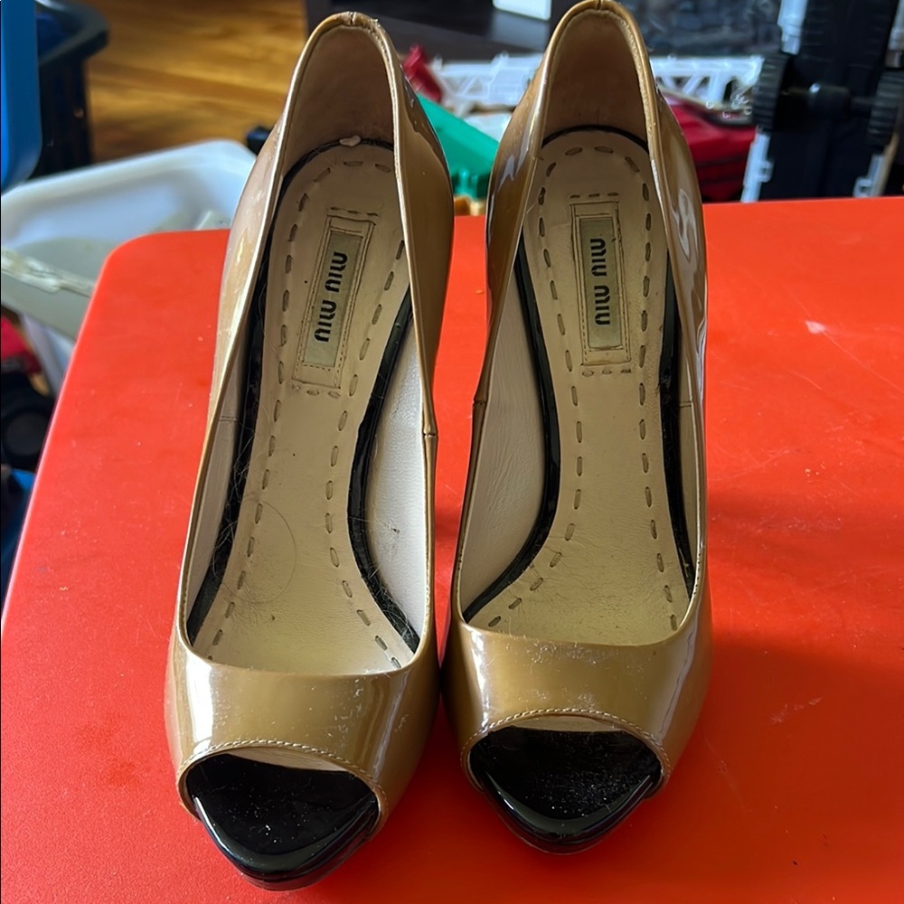 Miu Miu Women's Brown Peep Toe Heels